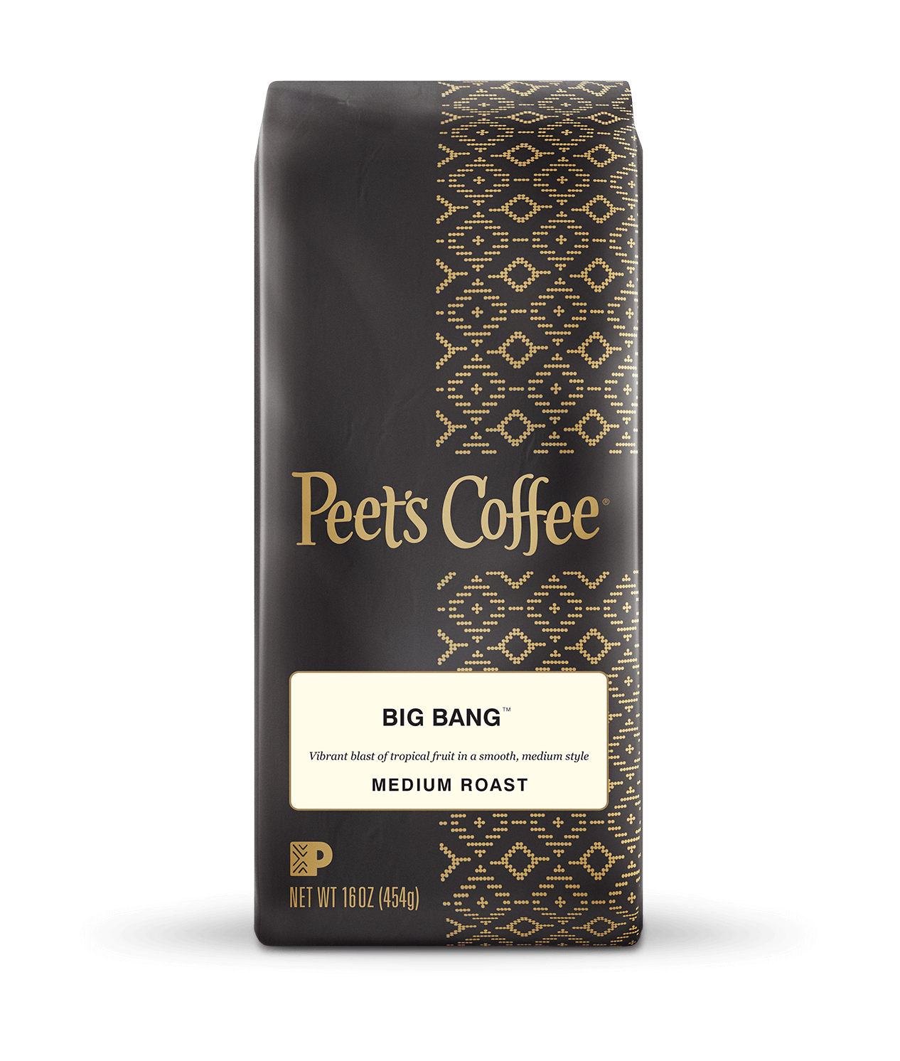 Peet's Coffee Big Bang Medium Roast Coffee beans in a brown 16 ounce bag